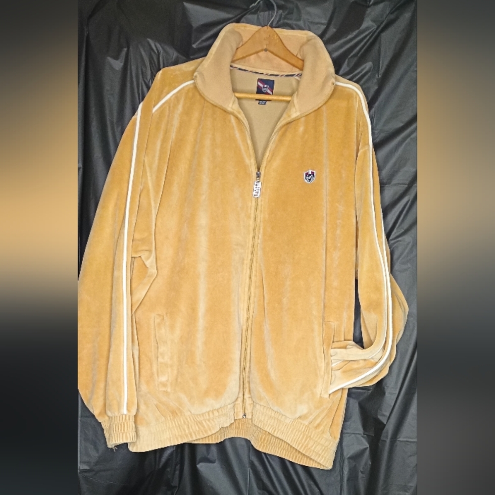 Phat Farm Beige Velour matching Jacket & Pants fit with White Accents